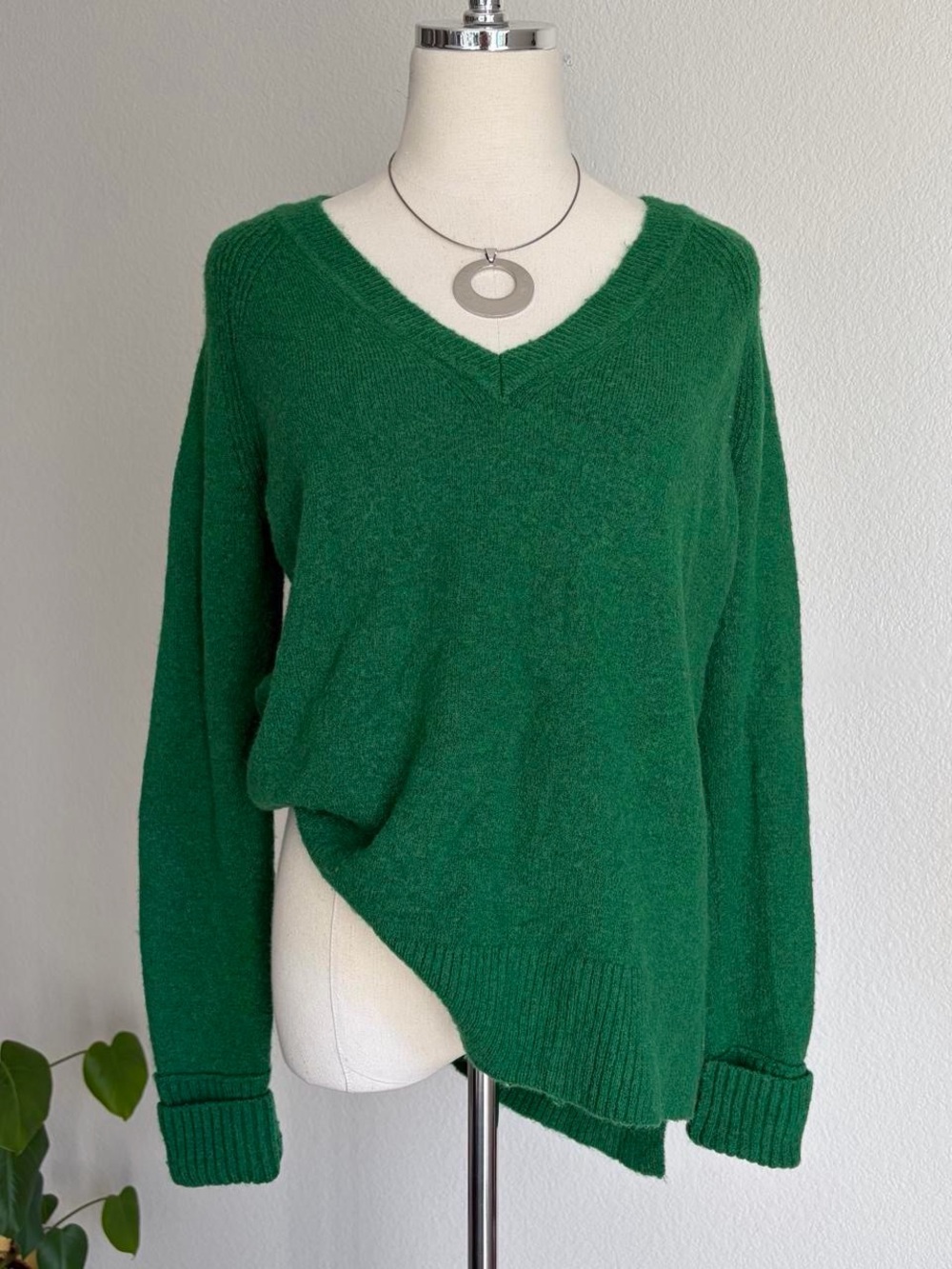 J.Crew Green V-Neck Sweater